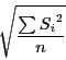 \begin{displaymath}
\catcode\lq _=8
\sqrt{\frac{\sum{{S_{i}}^{2}}}{n}}
\end{displaymath}